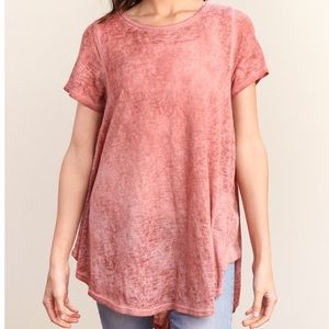 Dusty Rose Burnout Tee
